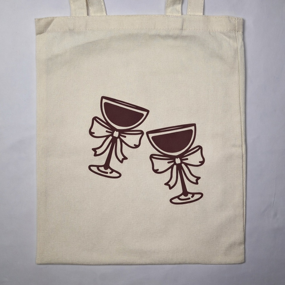 Martini‎ Glasses Bow Canvas Tote Bag Cute Cocktail Aesthetic Market Bag